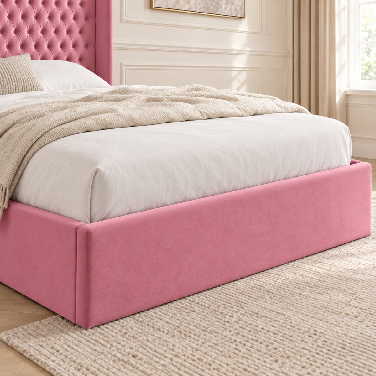 Rana Curved Top Winged Upholstered Soft Velvet Bed Frame