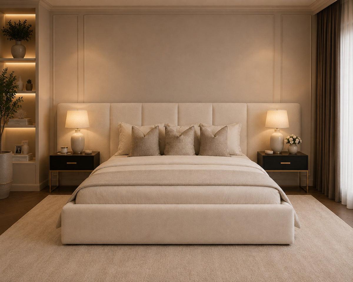 Santorini Hotel Style Wide 2 Piece Headboard Upholstered Bed Frame
