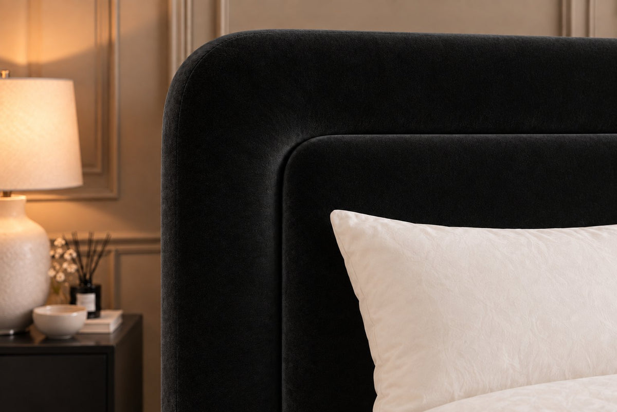Scilla bed in black, headboard close-up