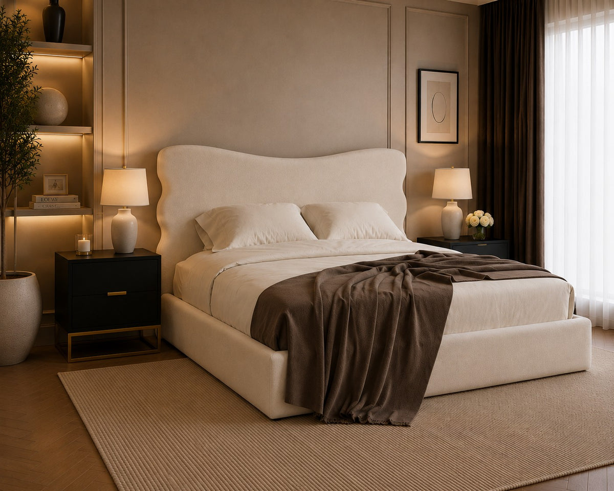 Spoleto Curved Wave Headboard Upholstered Bed Frame