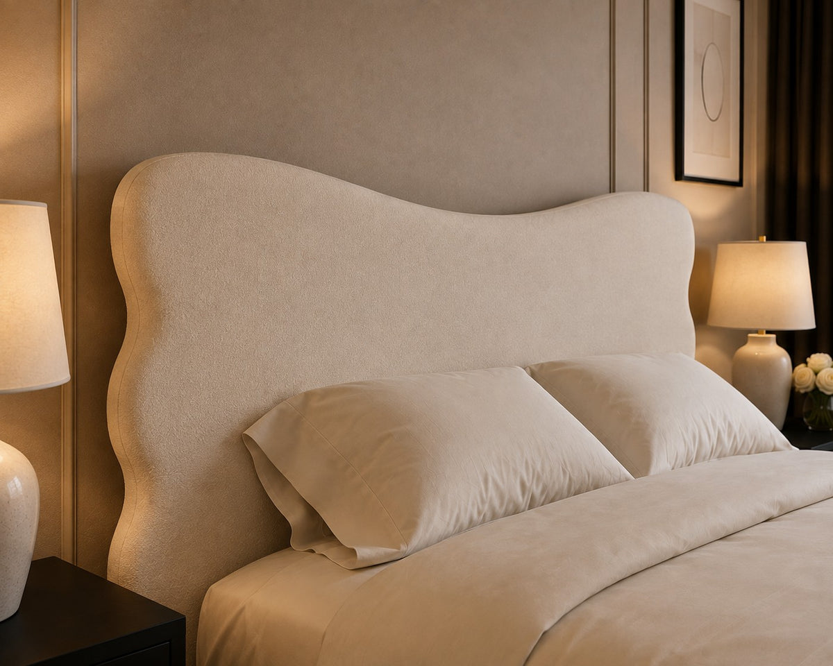 Spoleto Curved Wave Headboard Upholstered Bed Frame