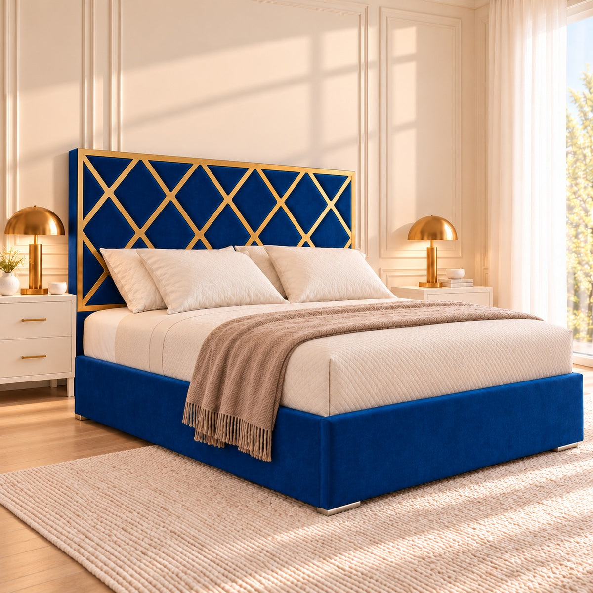 Tammy Upholstered Soft Velvet Metal Bed Frame