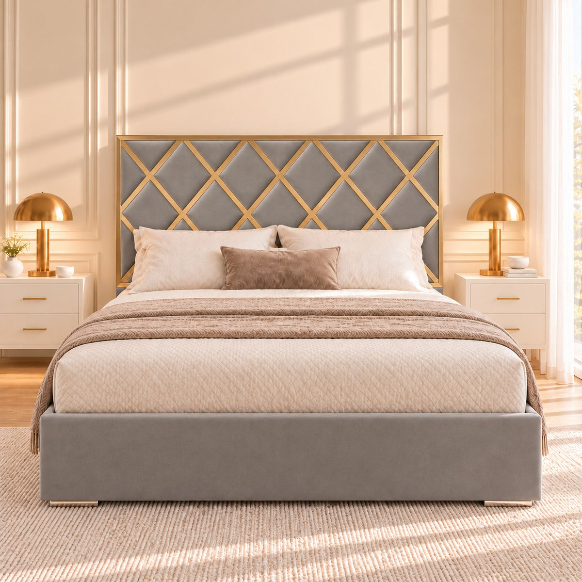 Tammy Upholstered Soft Velvet Metal Bed Frame