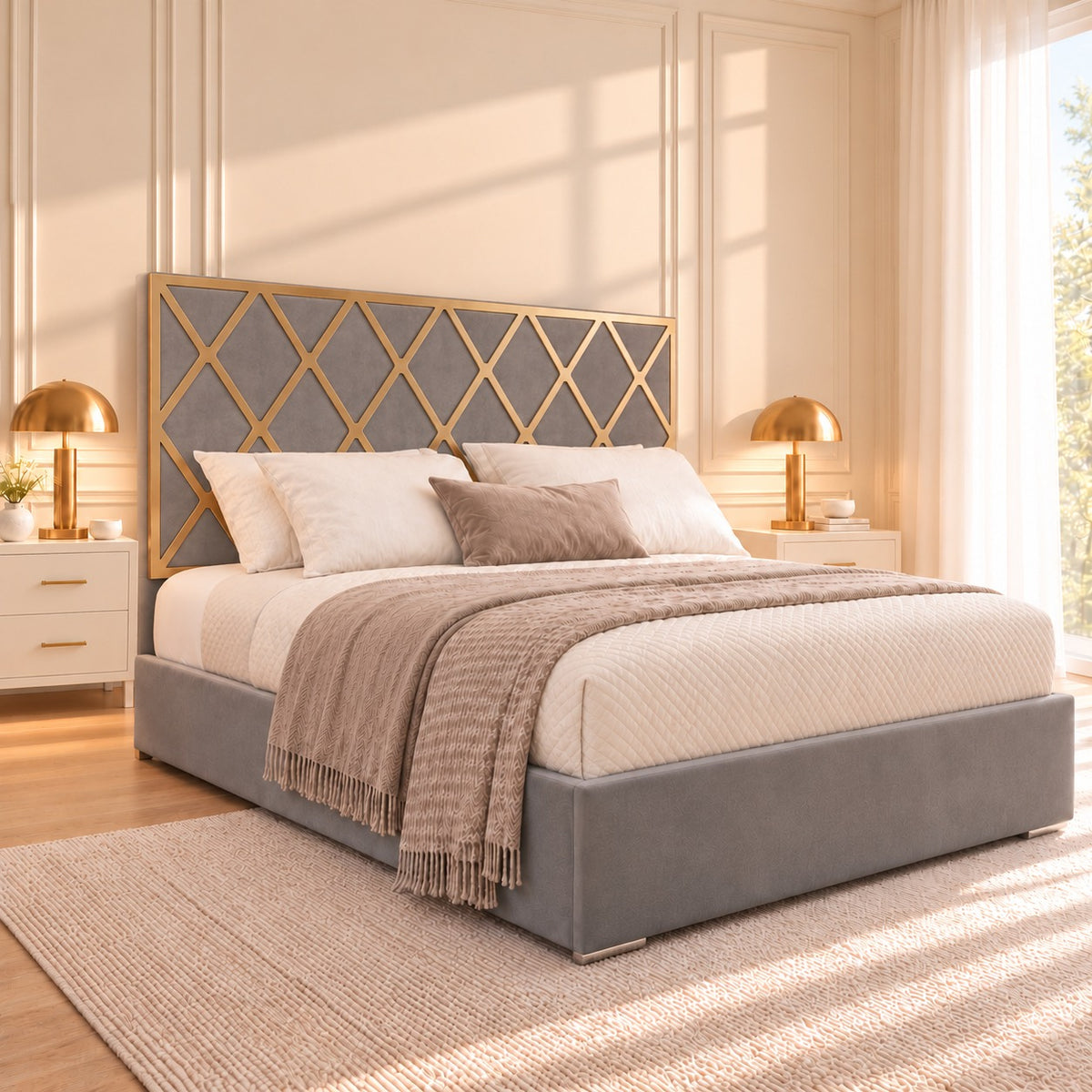 Tammy Upholstered Soft Velvet Metal Bed Frame