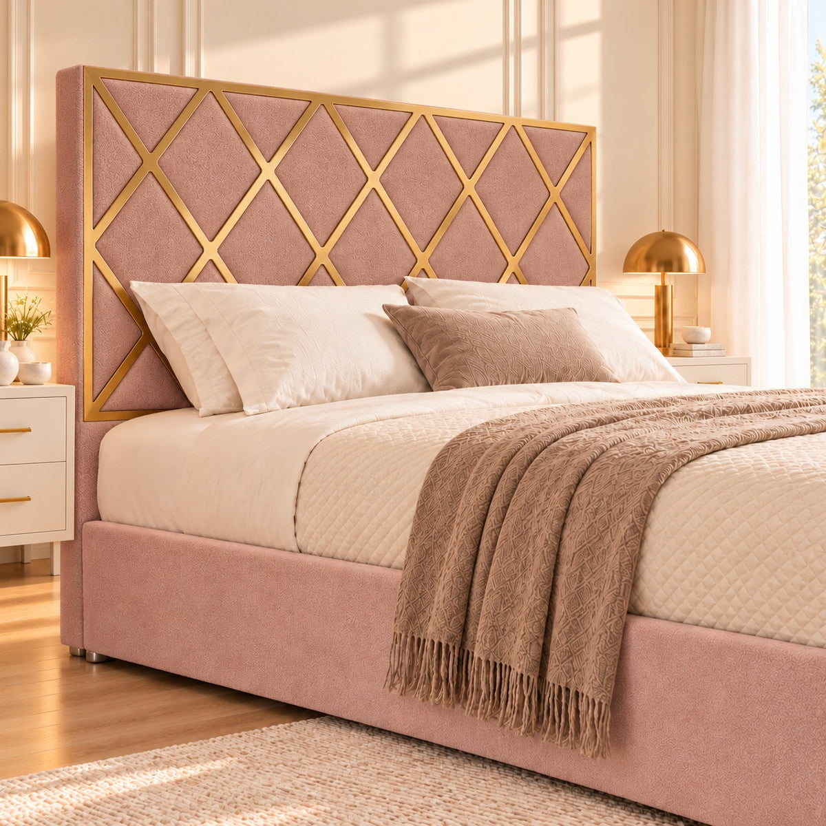 Tammy Upholstered Soft Velvet Metal Bed Frame