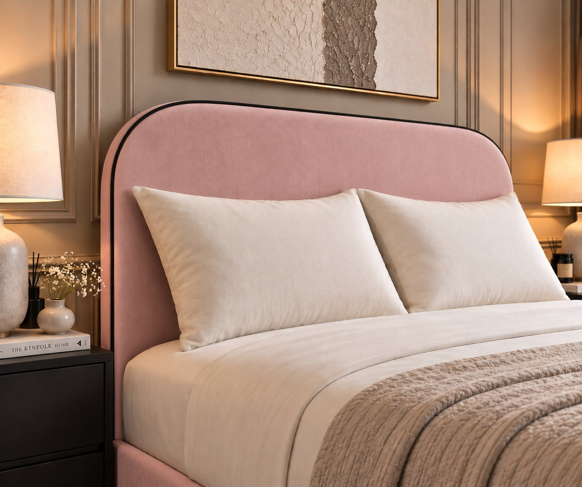 Tellaro bed in pink, headboard close-up