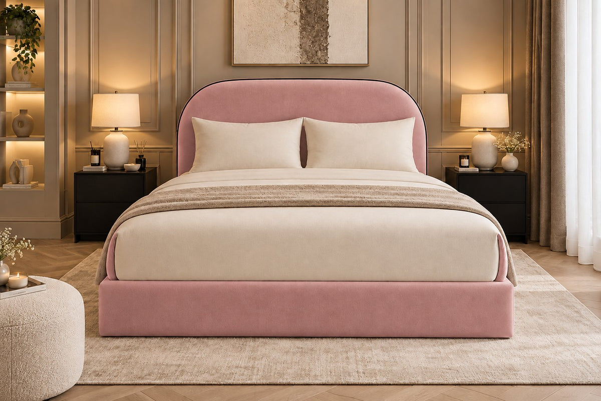 Tellaro bed in pink, front view