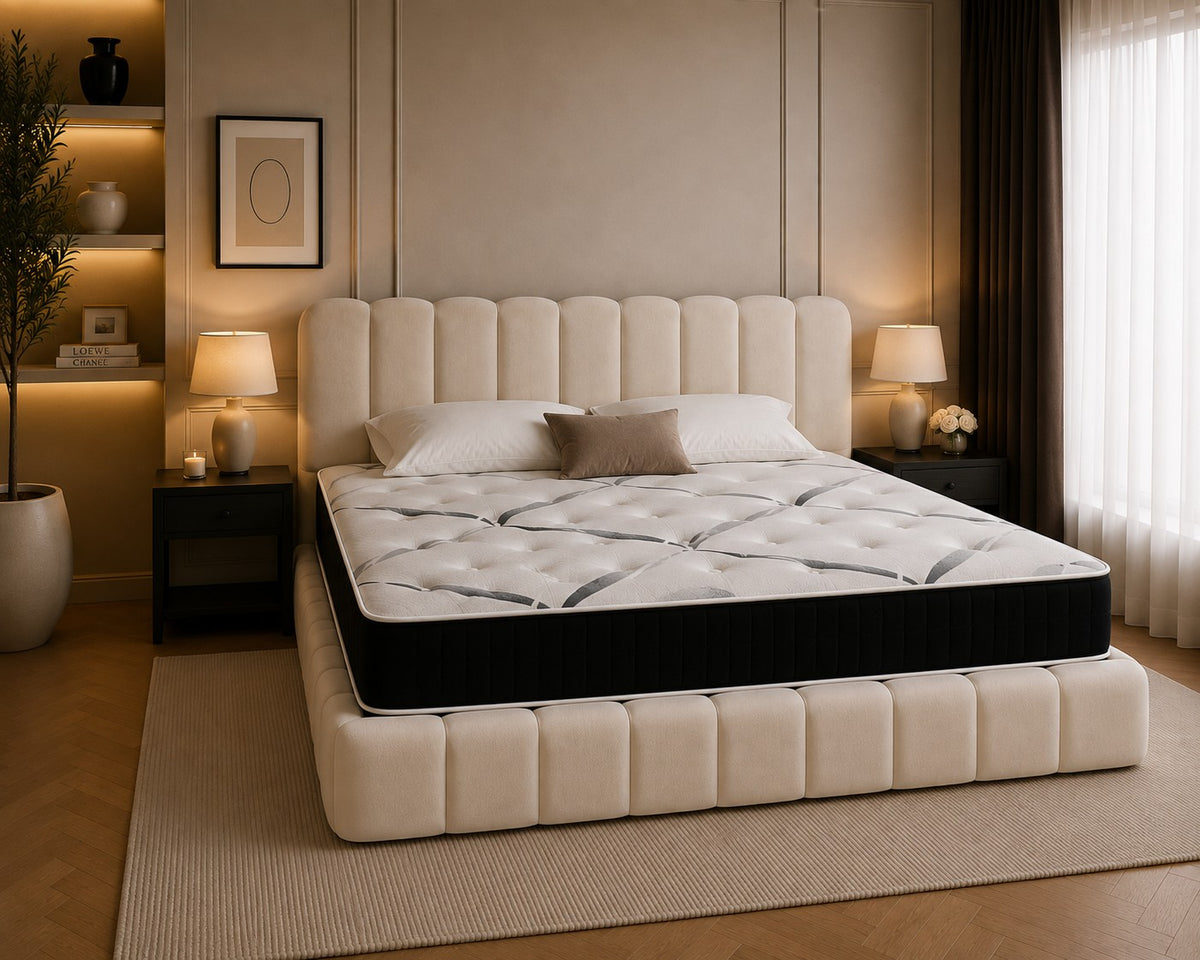 Tropea Rounded Channel Headboard and Pillow Panel Base Upholstered Bed Frame