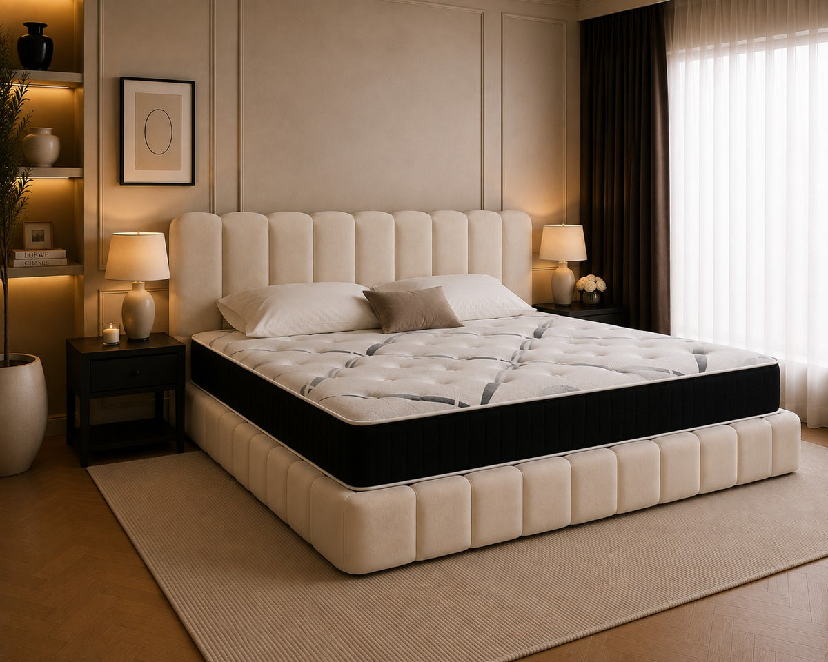 Tropea Rounded Channel Headboard and Pillow Panel Base Upholstered Bed Frame