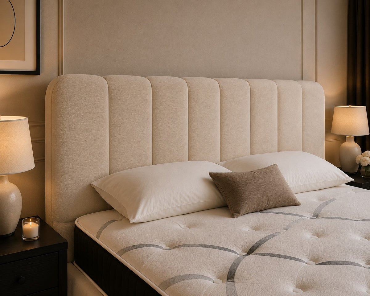 Tropea Rounded Channel Headboard and Pillow Panel Base Upholstered Bed Frame