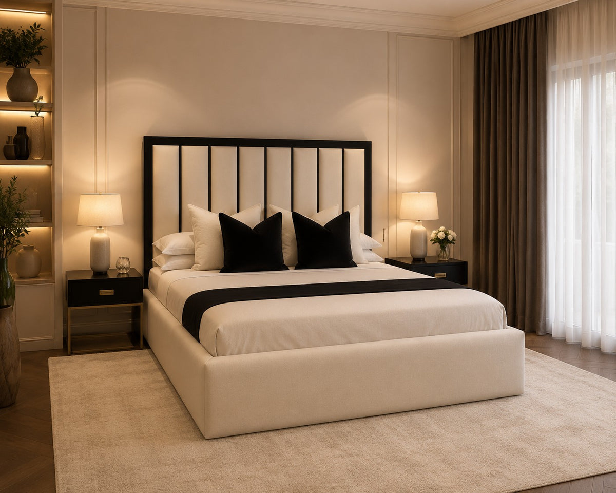 Udine Contrast Framed Vertical Panel Headboard Upholstered Bed Frame