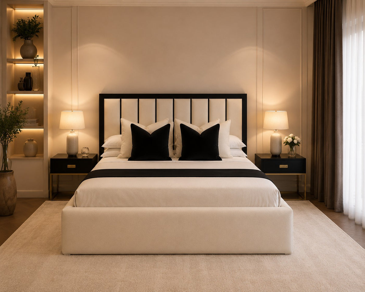 Udine Contrast Framed Vertical Panel Headboard Upholstered Bed Frame