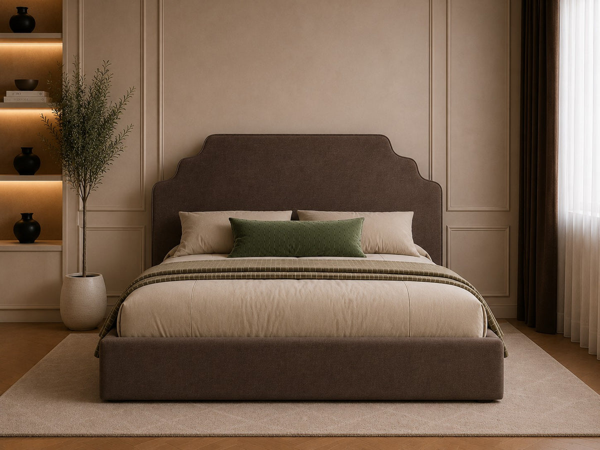 Urbino Scalloped Shaped Headboard Upholstered Bed Frame