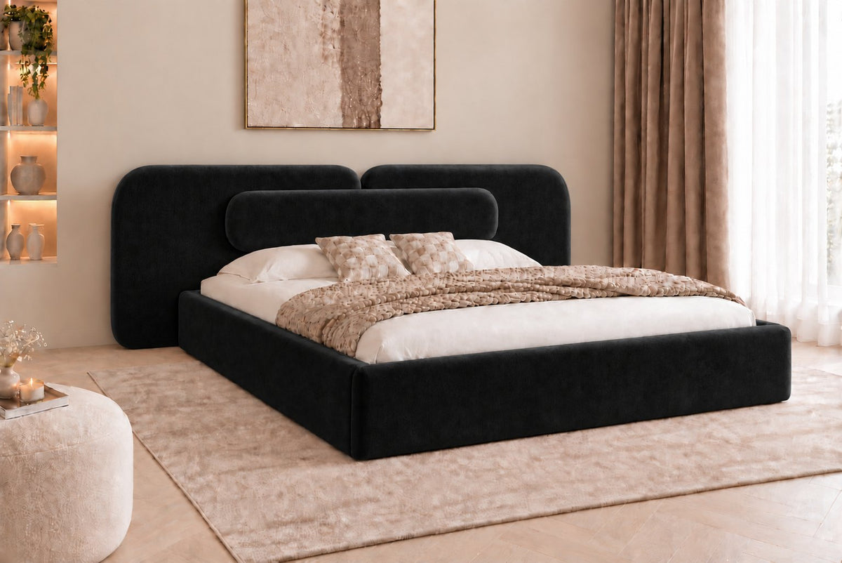 Viterbo bed in black, side view