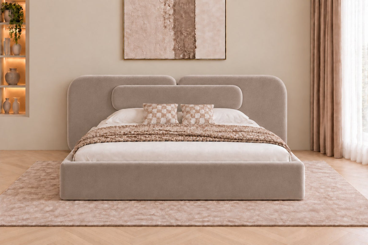 Viterbo bed in pebble, front view