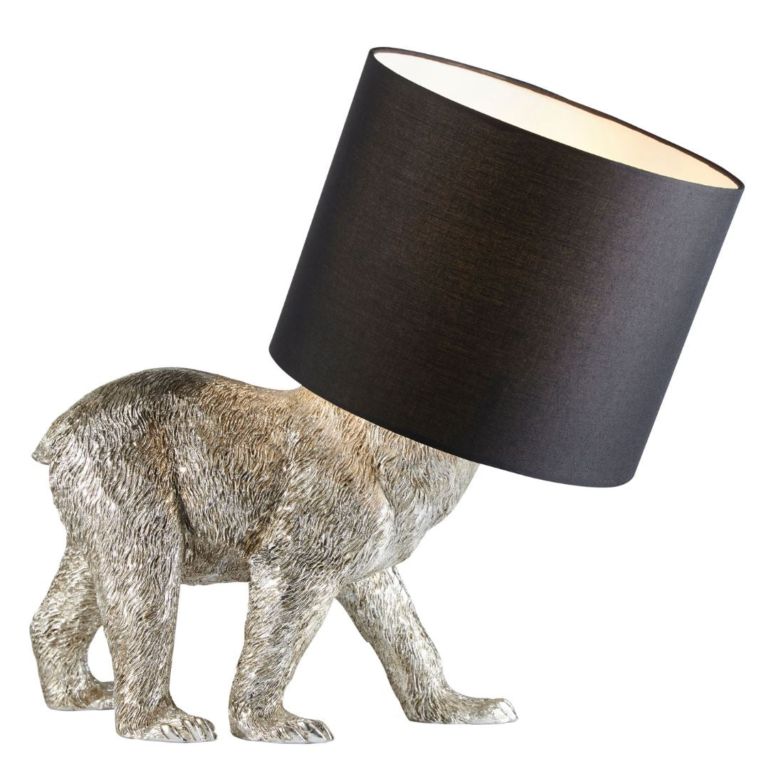 Grizzly Gleam Vintage Silver Table Lamp