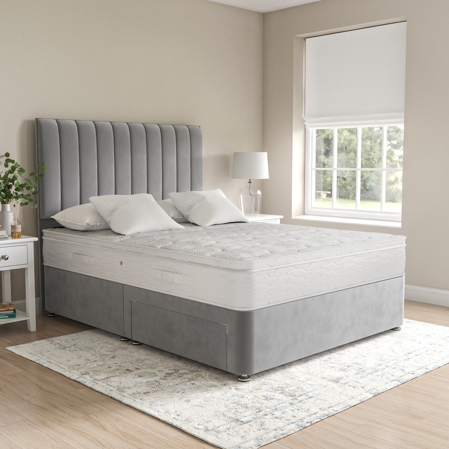 Maxton Divan Bed With Vertical Line Headboard