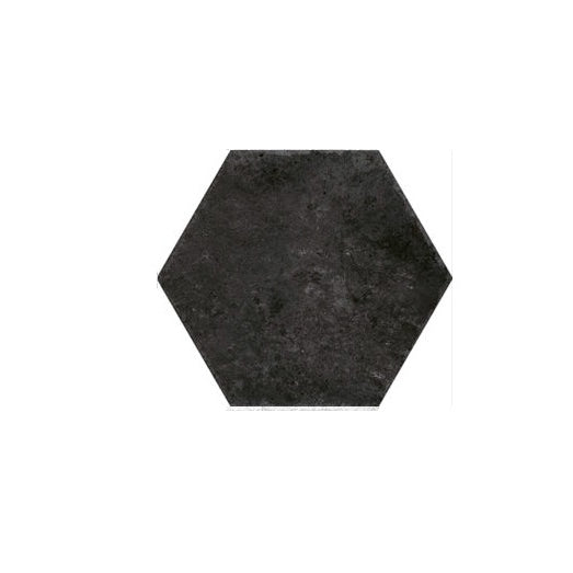 Palwan Hexagon Lava Black Matt Wall & Floor Tile 23cm x 27cm