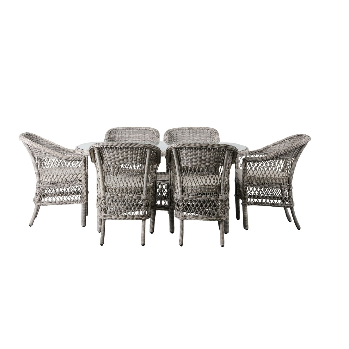 Weathered Grey Oval Outdoor Sofa Tea Set