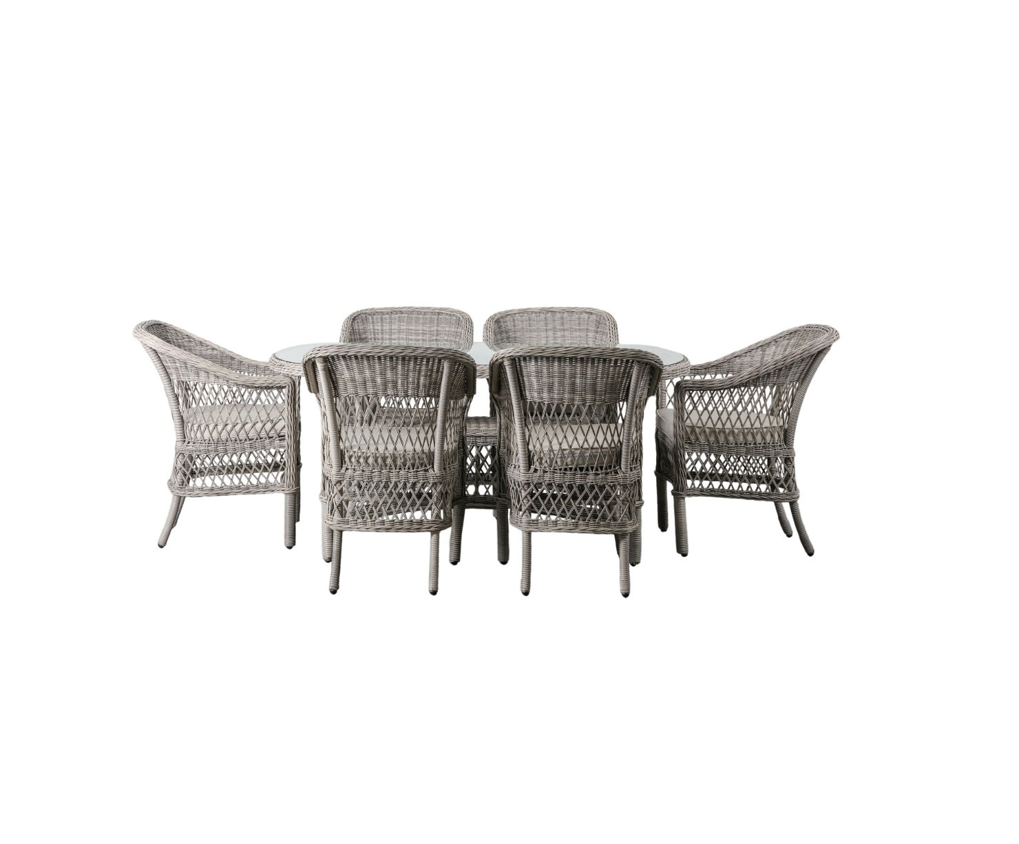 Weathered Grey Oval Outdoor Sofa Tea Set