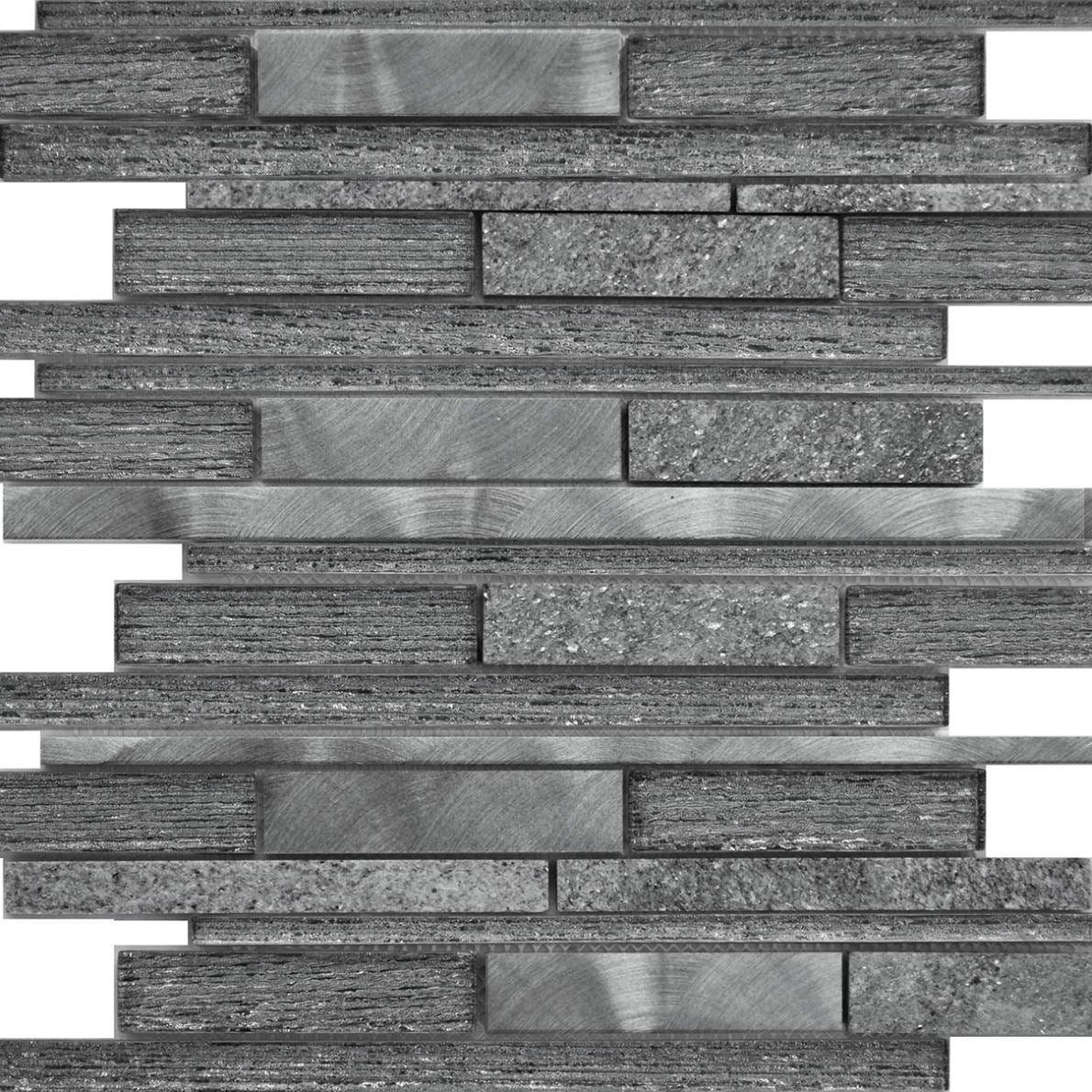 Nimbus Black Strip Mosaic Sheet 30cm x 30cm