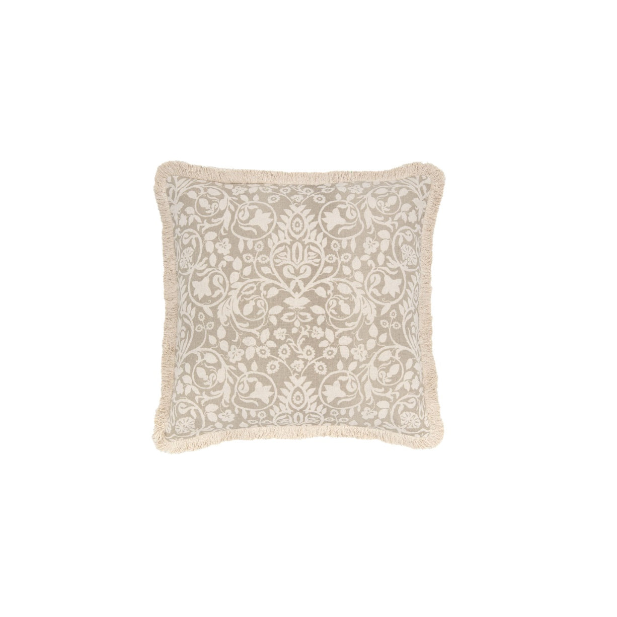 Damask Whisper Fringe Pillow Cover