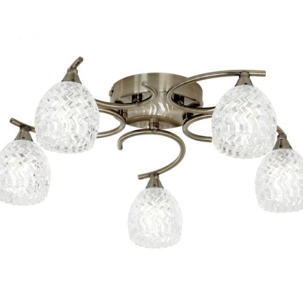 Serenity 5 Bulb Brass Ceiling Light
