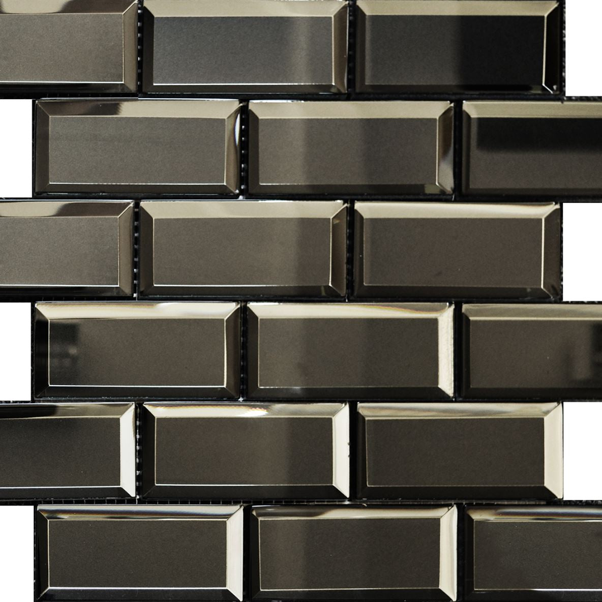 Piazza Black Polished Mosaic Sheet 7.5cm x 15cm