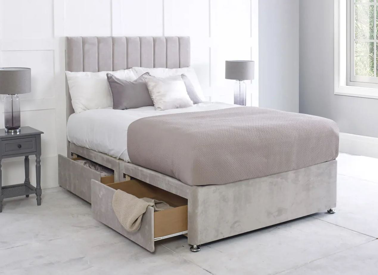 Maxton Divan Bed With Vertical Line Headboard