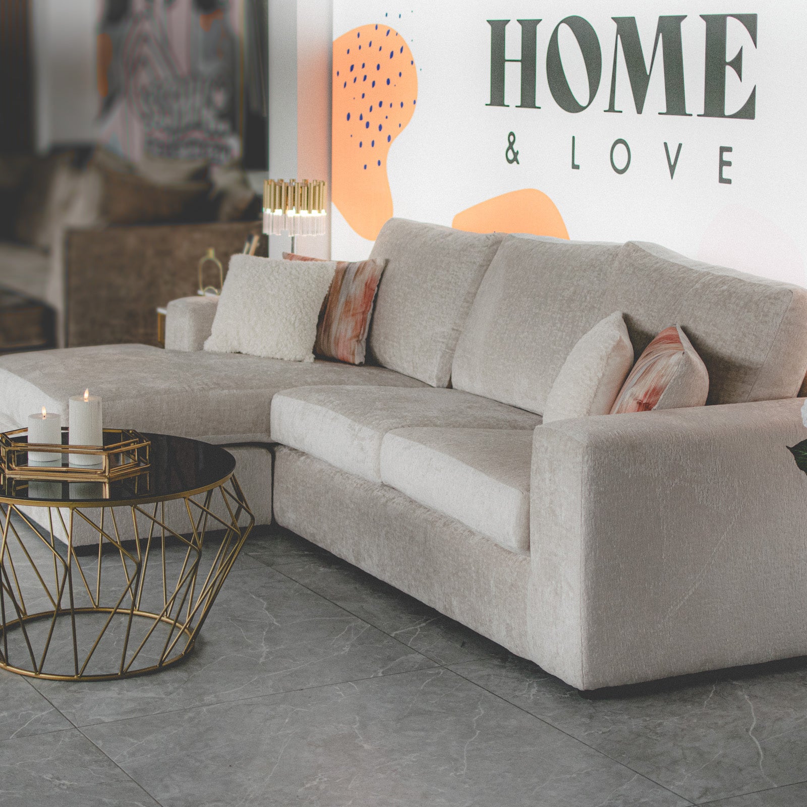 Arianna Madrid Oyster Corner Chaise Lounge Sofa