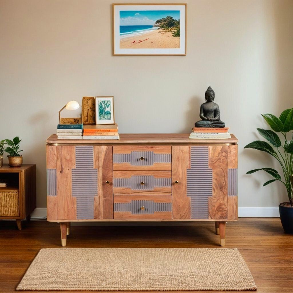Desoto Acacia Wood 2 Doors 3 Drawers Sideboard