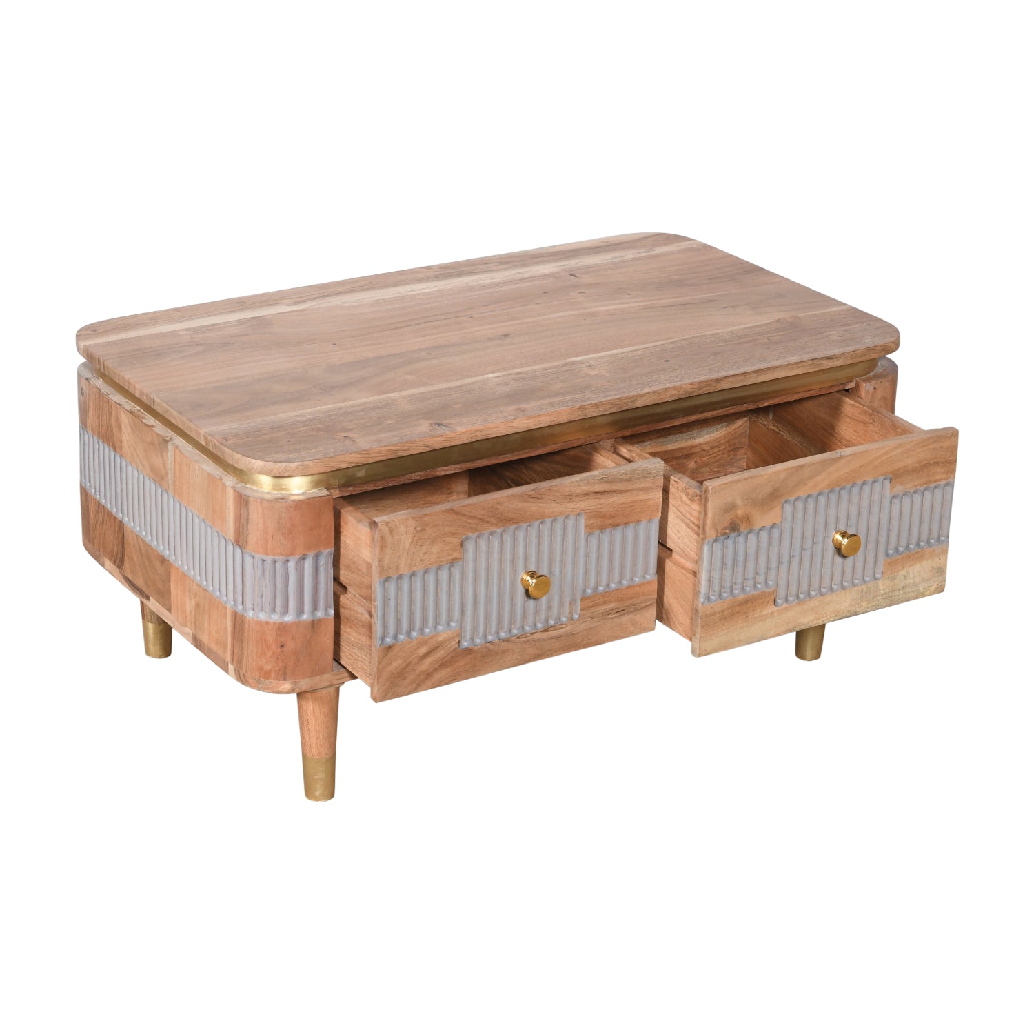 Desoto Acacia Wood 2 Drawers Coffee Table