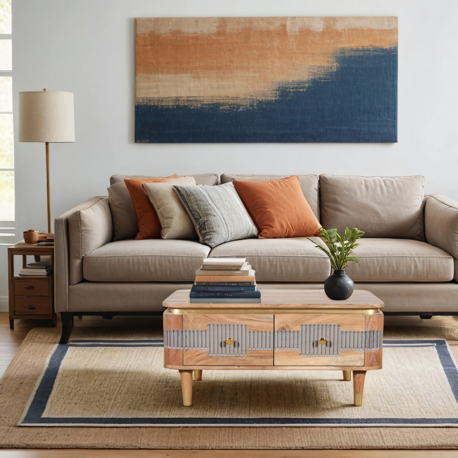 Desoto Acacia Wood 2 Drawers Coffee Table