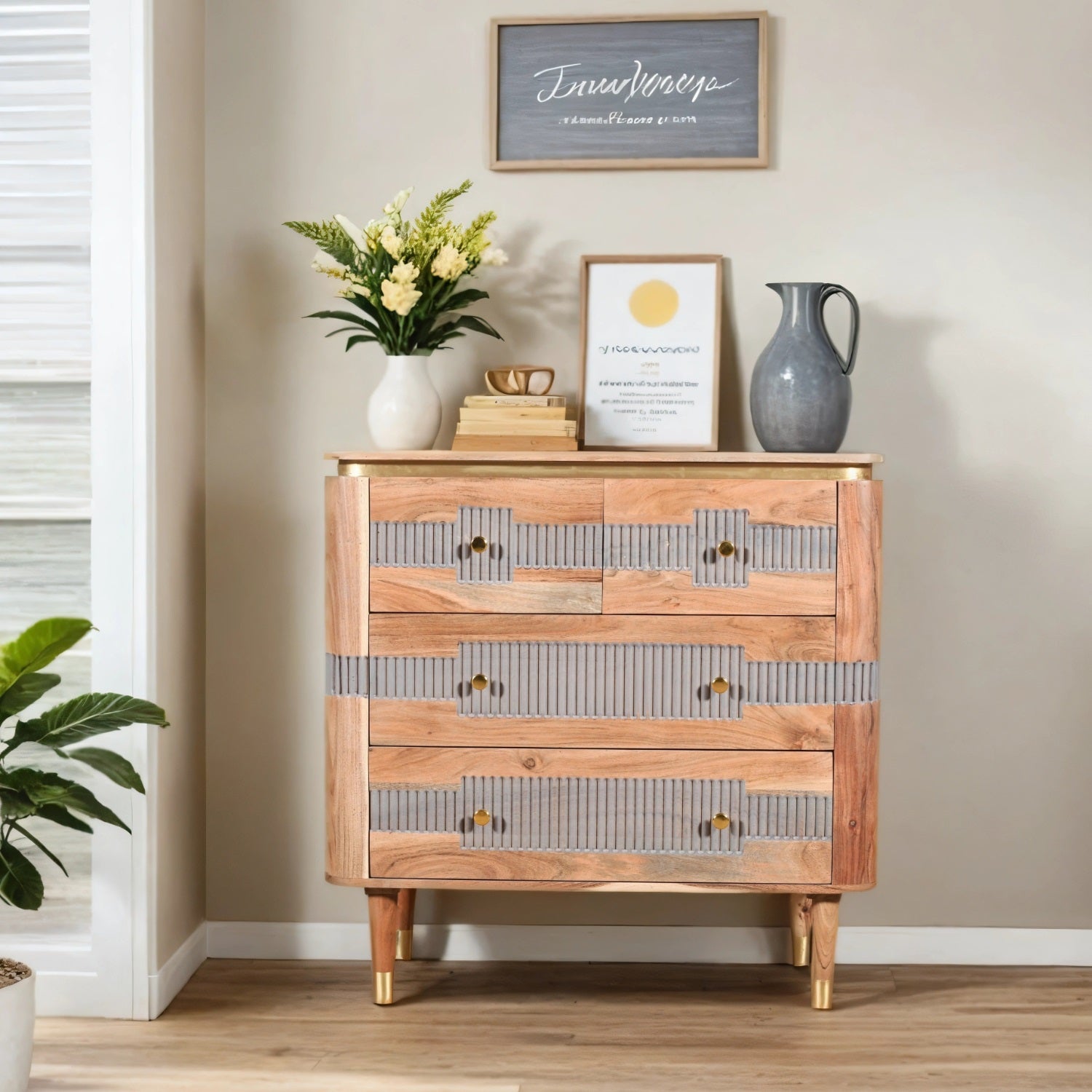 Desoto Acacia Wood 4 Drawers Chest