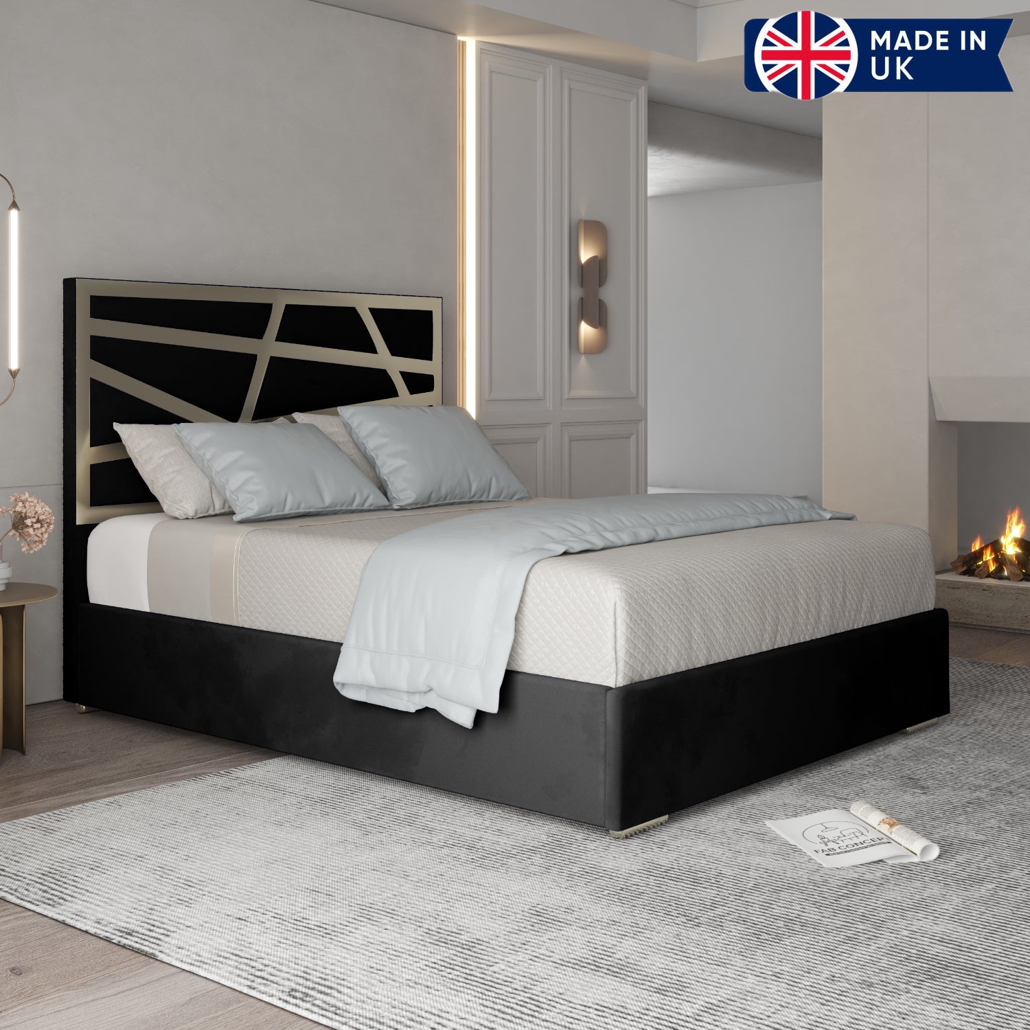 Arabella Upholstered Soft Velvet Metal Bed Frame