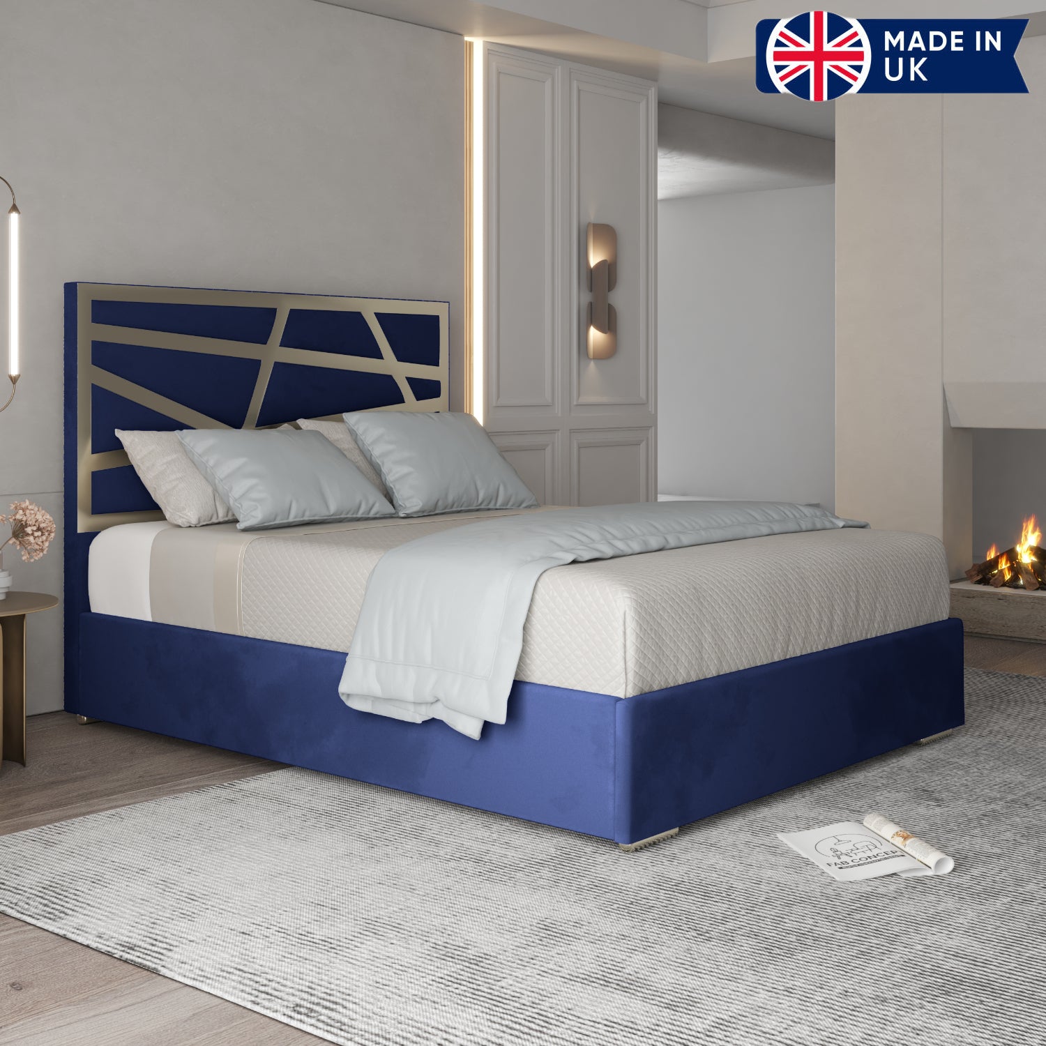 Arabella Upholstered Soft Velvet Metal Bed Frame
