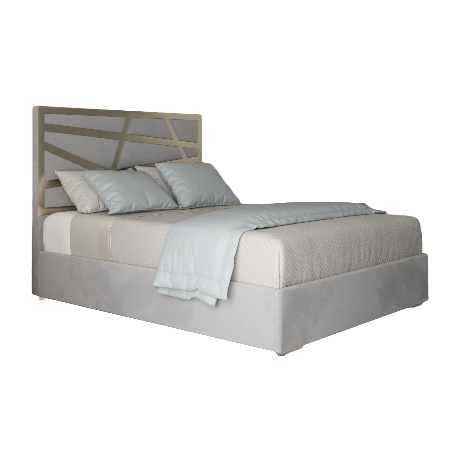 Arabella Upholstered Soft Velvet Metal Bed Frame