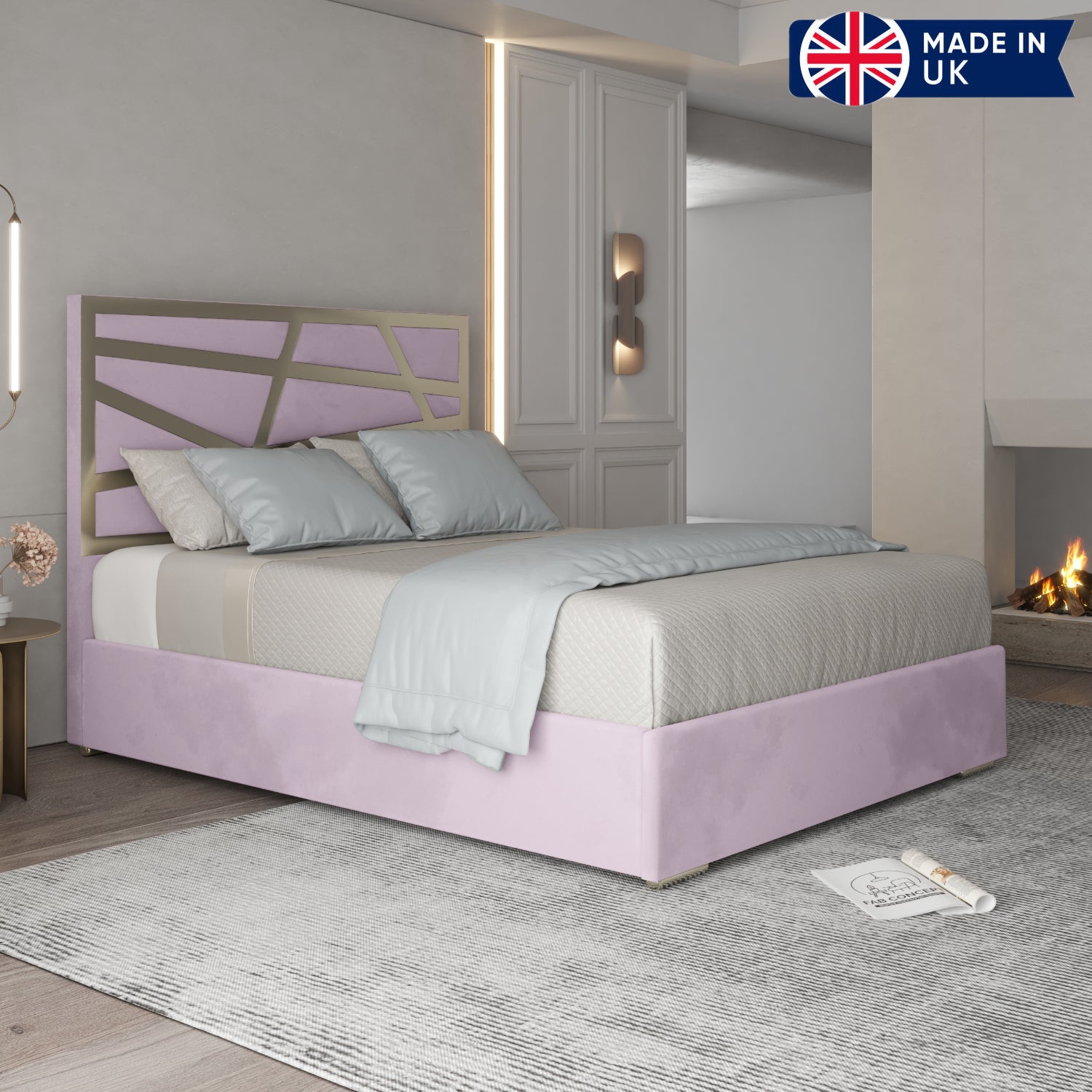 Arabella Upholstered Soft Velvet Metal Bed Frame