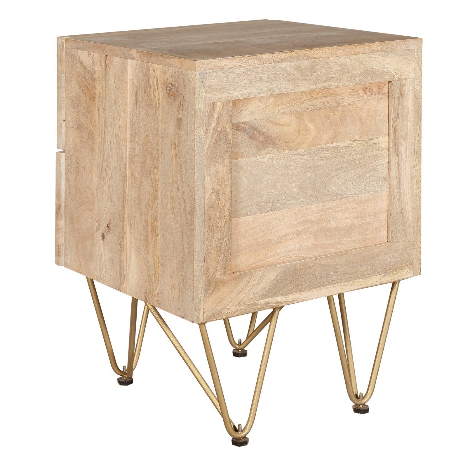 Ebern Light Gold 2 Drawer Side Table