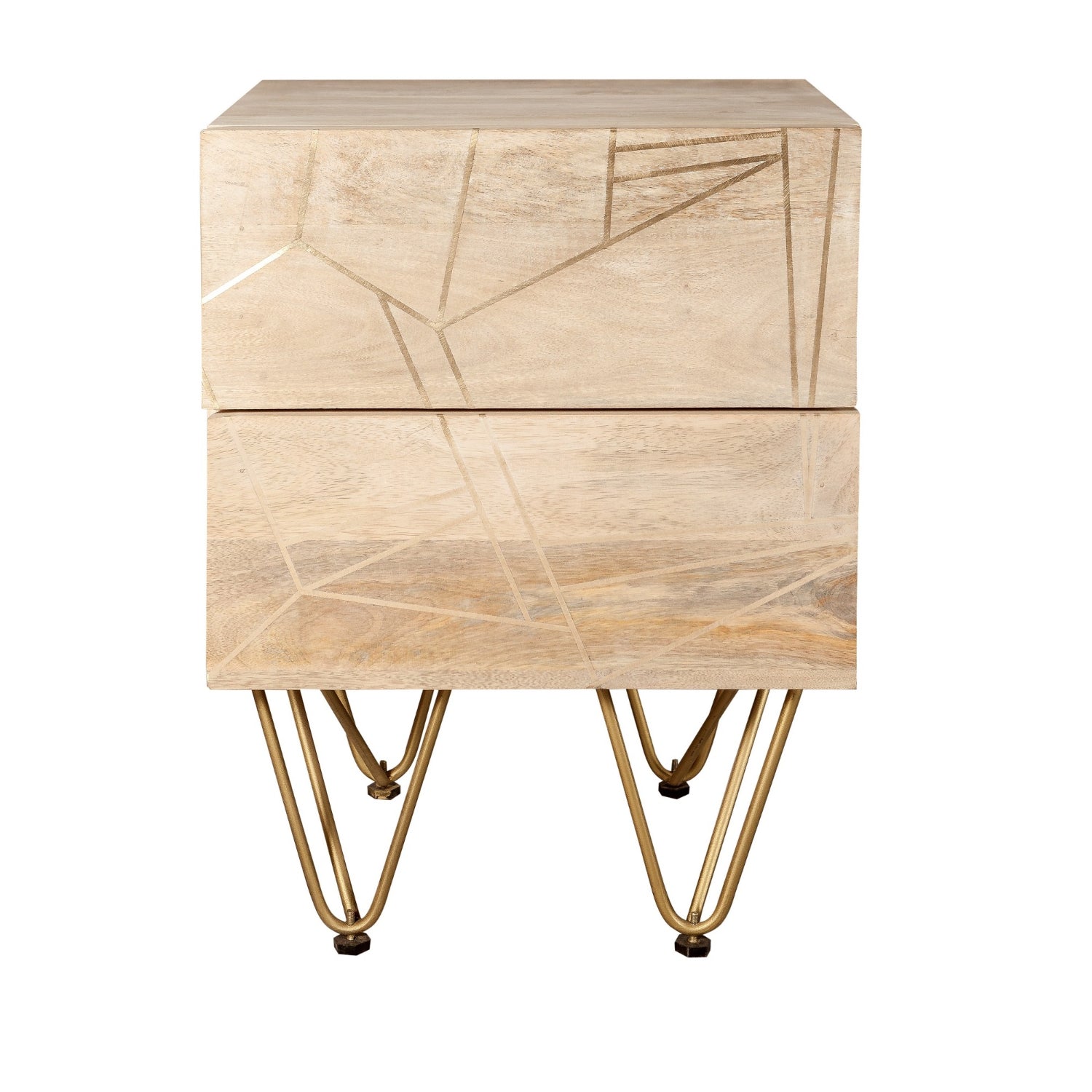 Ebern Light Gold 2 Drawer Side Table