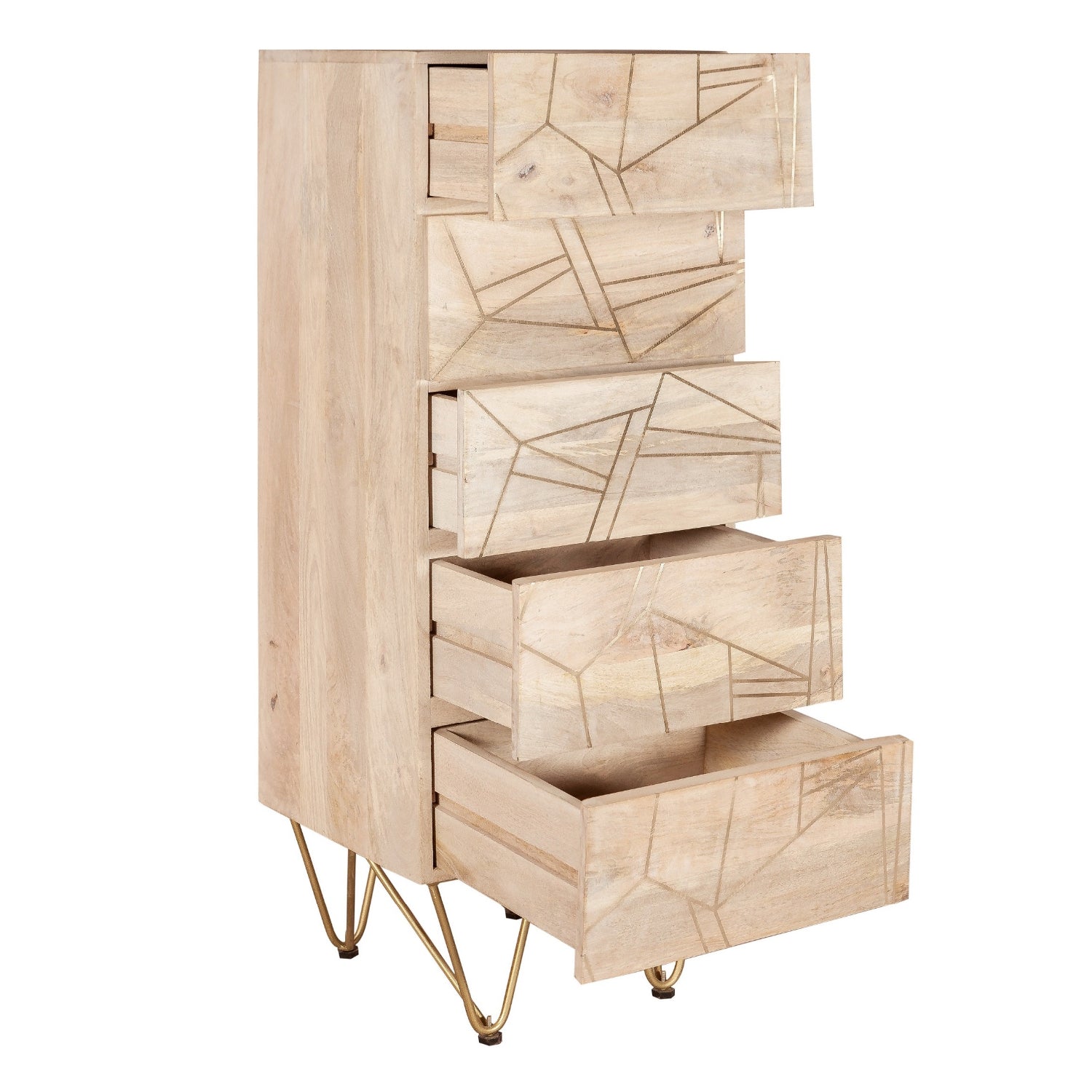 Ebern Light Gold Tall Chest Of Drawers