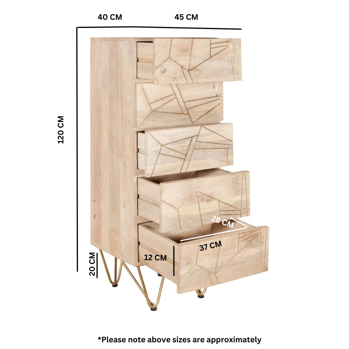 Ebern Light Gold Tall Chest Of Drawers