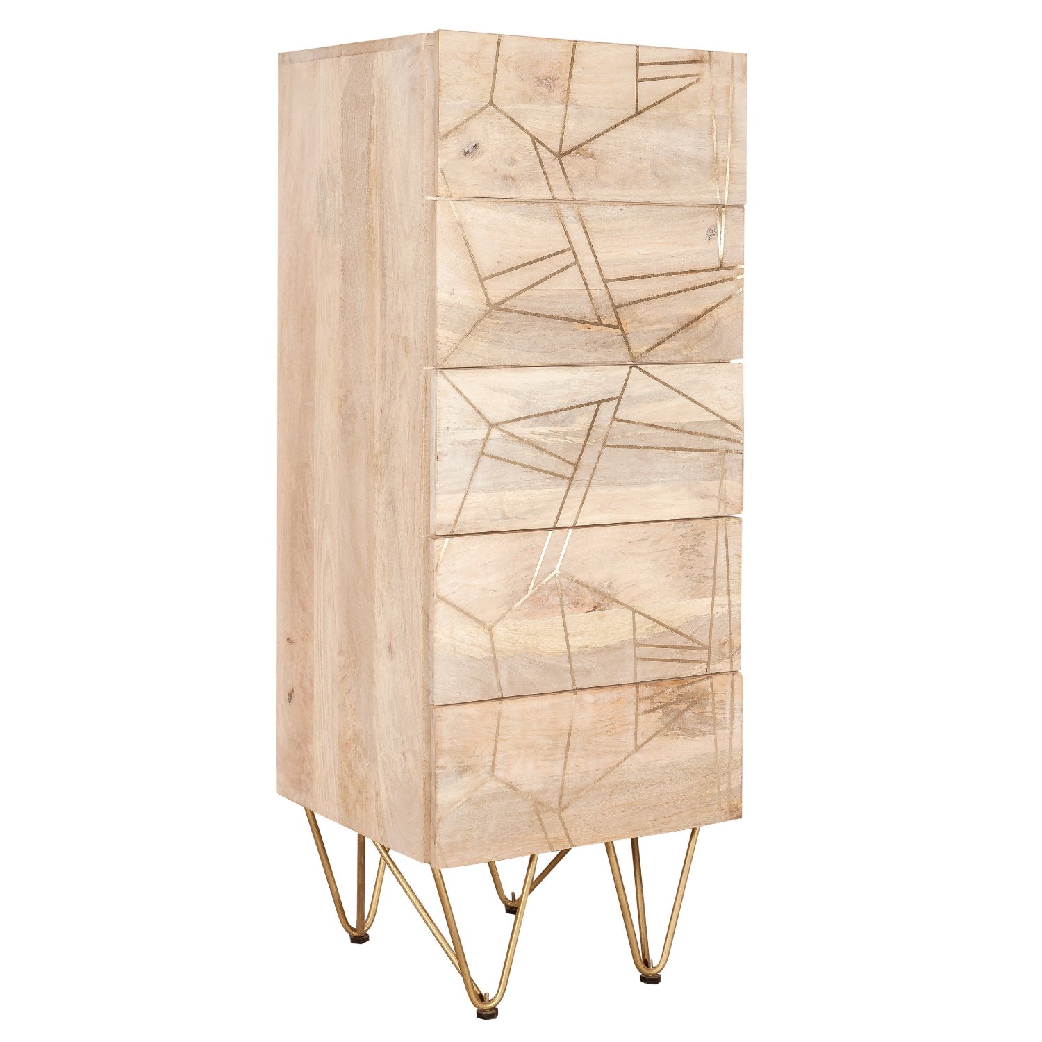 Ebern Light Gold Tall Chest Of Drawers