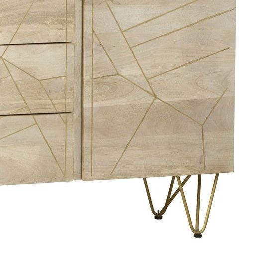 Ebern Light Gold Extra Large Sideboard 3 Drawers And 2 Doors