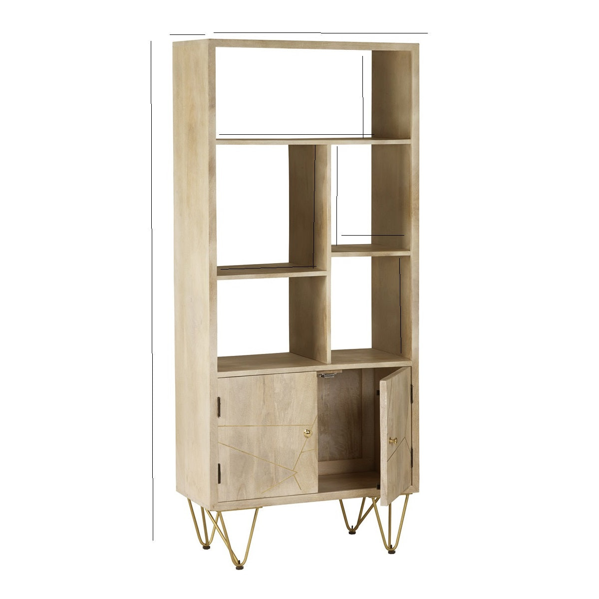 Ebern Light Gold Large Bookcase 2 Door