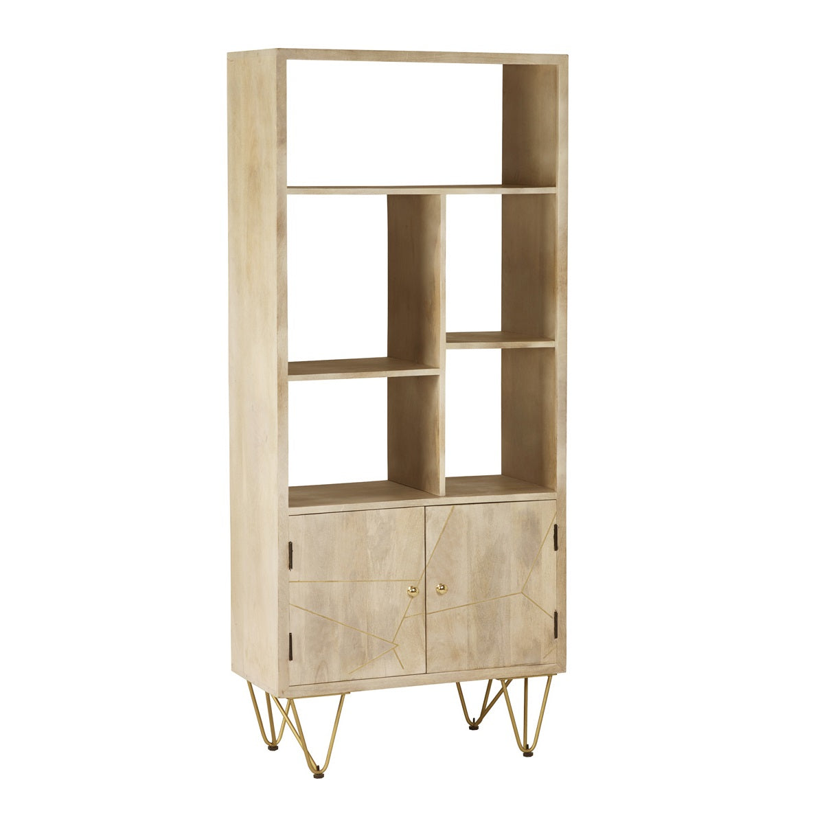 Ebern Light Gold Large Bookcase 2 Door