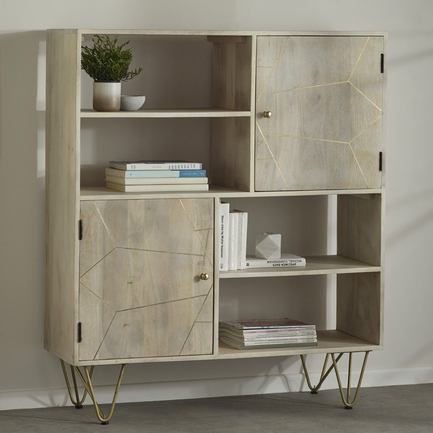 Ebern Light Gold Display Cabinet