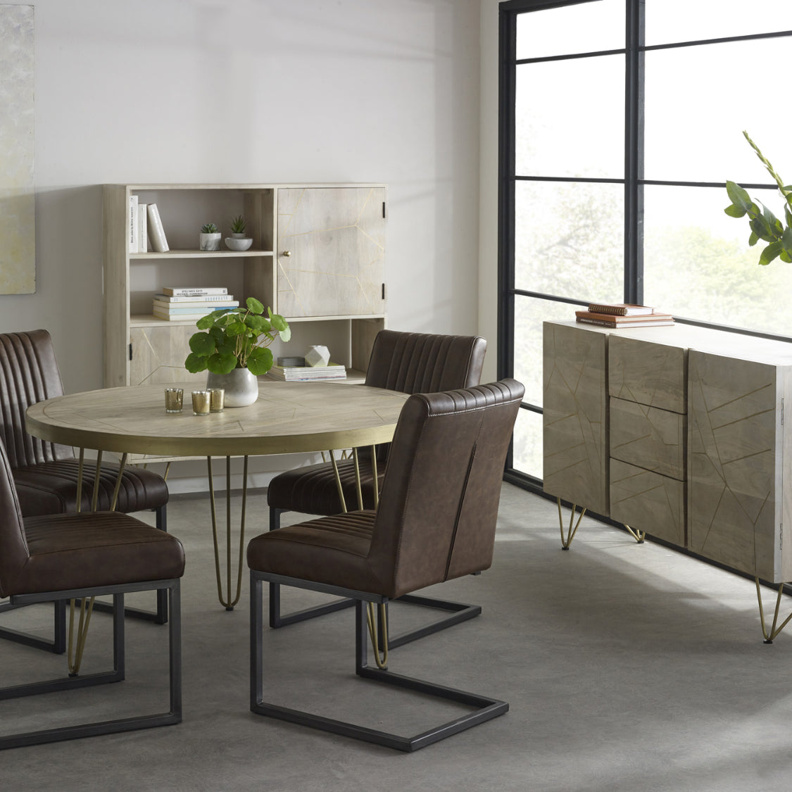 Ebern Light Gold Display Cabinet