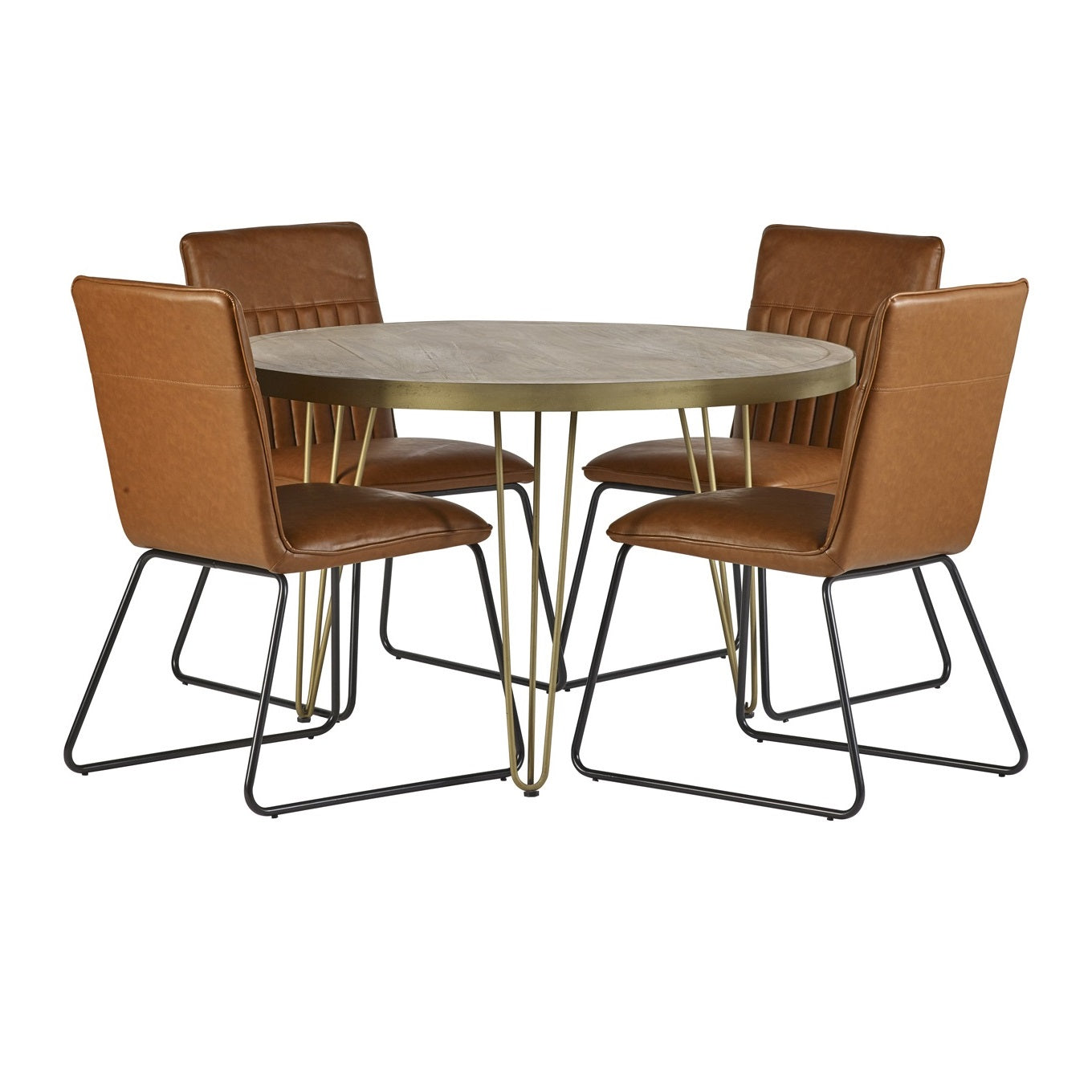 Ebern Light Gold Round Dining Table