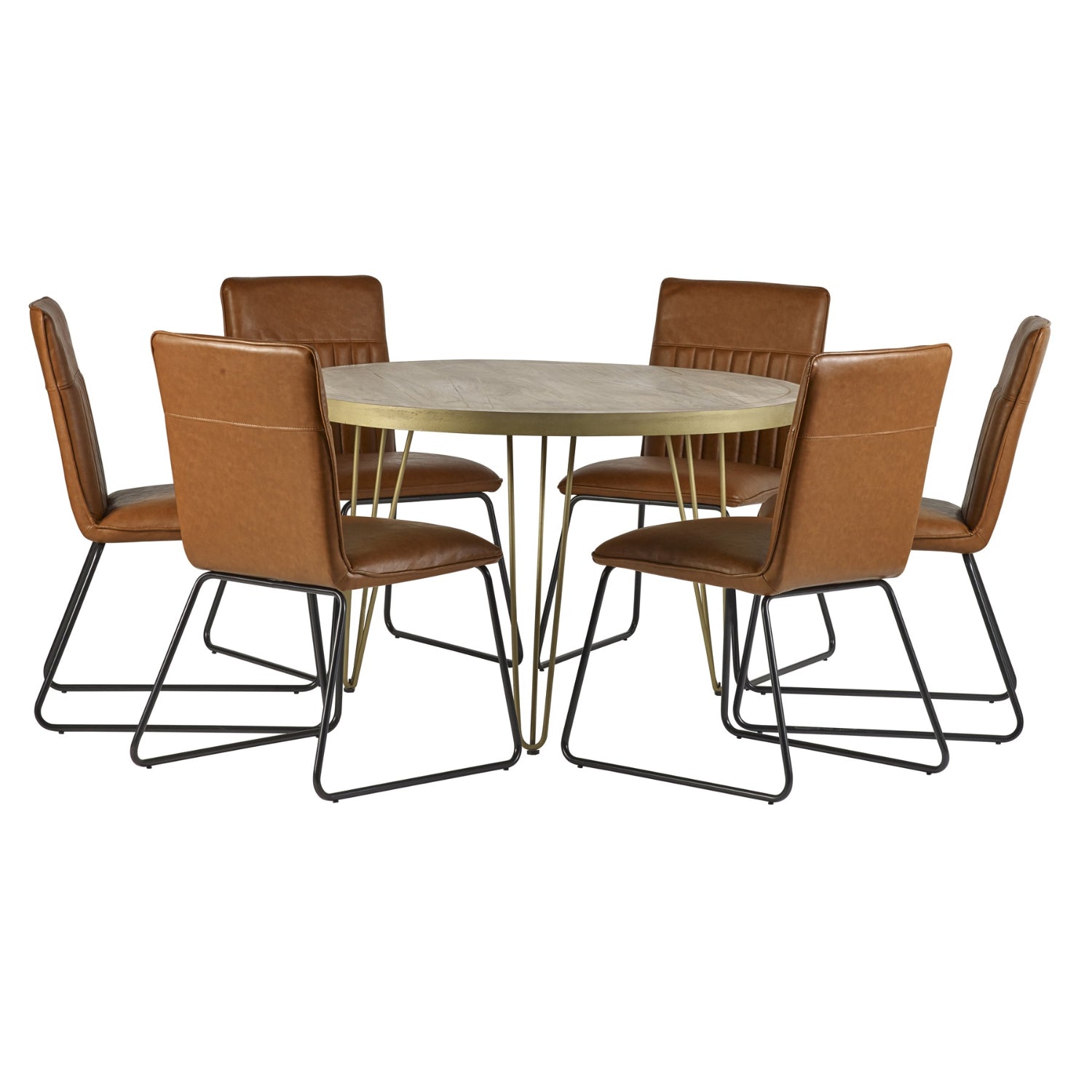 Ebern Light Gold Round Dining Table